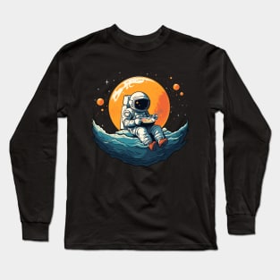 Astronaut Eats Ramen Space Men Women Kids Funny Ramen Long Sleeve T-Shirt